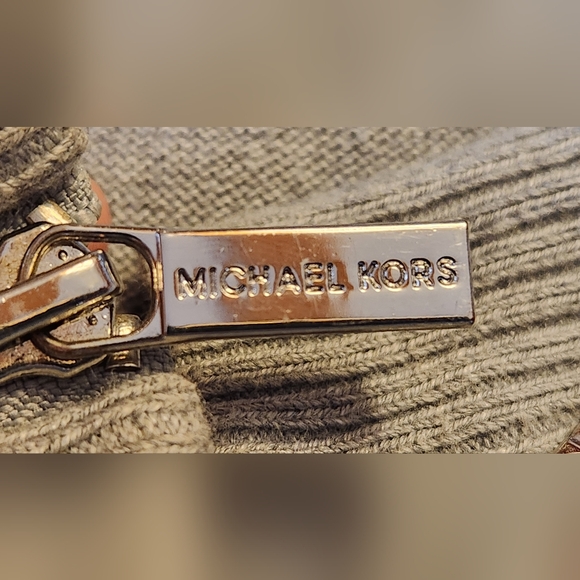 Michael Kors Gray Cardigan Sweater With Pockets + Zippers Size Medium - Picture 10 of 10